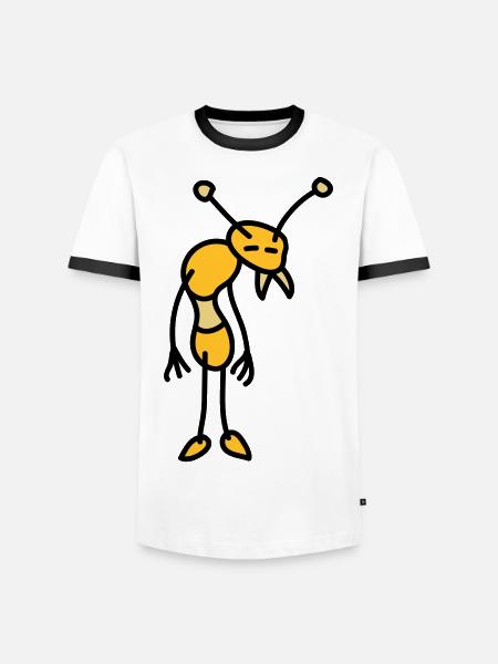 sad_bug_3c - Men's Ringer Shirt - white/black