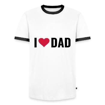 Père fils papa fille bébé naissance j'aime papa - T-shirt contrasté Homme - blanc/noir - Devant - AI Model Female 172 light (172cm) & AI Model Male 178 dark (178cm)