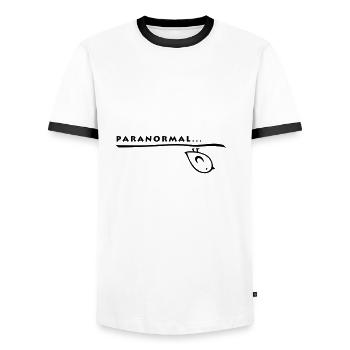 Tweetlercools - PARANORMAL - Männer Kontrast-T-Shirt - Weiß/Schwarz - Vorne - AI Model Female 172 light (172cm) & AI Model Male 178 dark (178cm)