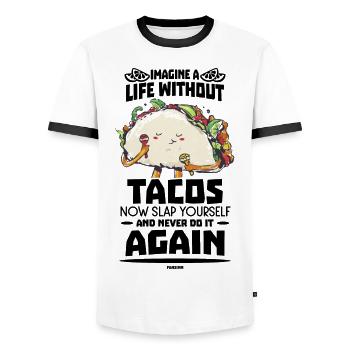 Imagine A Life Without Tacos Now Slap Yourself And - Men's Ringer Shirt - white/black - Front - AI Model Female 172 light (172cm) & AI Model Male 178 dark (178cm)