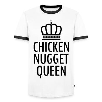 Chicken Nuggets Queen Fast Food birthday Funny - Men's Ringer Shirt - white/black - Front - AI Model Female 172 light (172cm) & AI Model Male 178 dark (178cm)