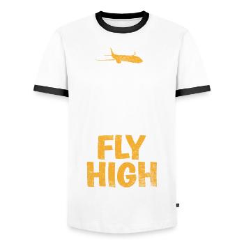 Keep Calm & Fly High Proverbe amusant du - T-shirt contrasté Homme - blanc/noir - Devant - AI Model Female 172 light (172cm) & AI Model Male 178 dark (178cm)