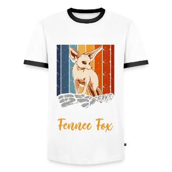 Fennec Fox Sly Mignon Fennec Foxes Propriétaire - T-shirt contrasté Homme - blanc/noir - Devant - AI Model Female 172 light (172cm) & AI Model Male 178 dark (178cm)
