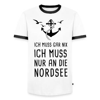 Je dois Gar Nix Je Dois Juste An La Mer du Nord - T-shirt contrasté Homme - blanc/noir - Devant - AI Model Female 172 light (172cm) & AI Model Male 178 dark (178cm)