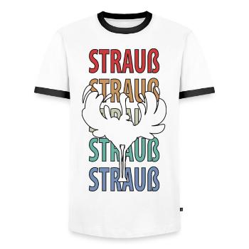 Strauß Ostrich Vogel Strauß Ornithologie - Männer Kontrast-T-Shirt - Weiß/Schwarz - Vorne - AI Model Female 172 light (172cm) & AI Model Male 178 dark (178cm)