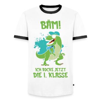 Schulanfang Geschenke Einschulung Erste Klasse - Männer Kontrast-T-Shirt - Weiß/Schwarz - Vorne - AI Model Female 172 light (172cm) & AI Model Male 178 dark (178cm)