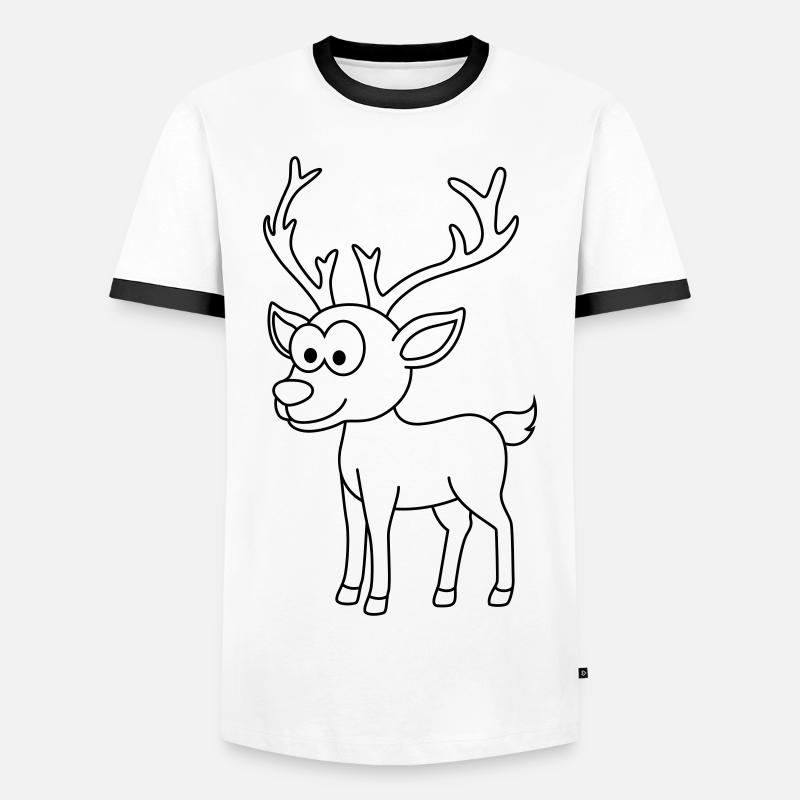 Deer Comic Animal - Men's Ringer Shirt - white/black