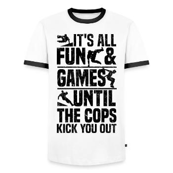 Parkour - T-shirt contrasté Homme - blanc/noir - Devant - AI Model Female 172 light (172cm) & AI Model Male 178 dark (178cm)