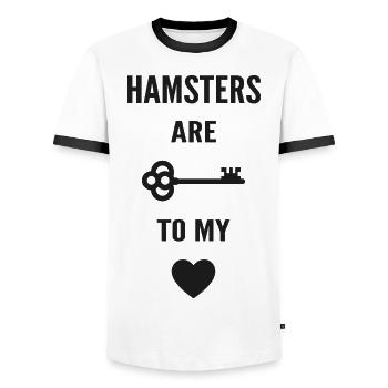 Hamster sind der Schlüssel zu meinem Herzen - Männer Kontrast-T-Shirt - Weiß/Schwarz - Vorne - AI Model Female 172 light (172cm) & AI Model Male 178 dark (178cm)