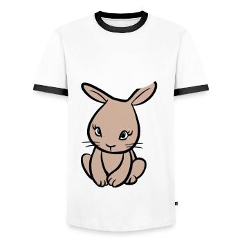 No, I don't have to! - Rabbit - Saying - Men's Ringer Shirt - white/black - Front - AI Model Female 172 light (172cm) & AI Model Male 178 dark (178cm)
