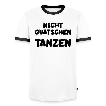 Nicht quatschen - tanzen - Männer Kontrast-T-Shirt - Weiß/Schwarz - Vorne - AI Model Female 172 light (172cm) & AI Model Male 178 dark (178cm)