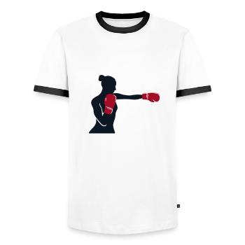 Just a girl who loves boxing boxer boxing saying - Men's Ringer Shirt - white/black - Front - AI Model Female 172 light (172cm) & AI Model Male 178 dark (178cm)