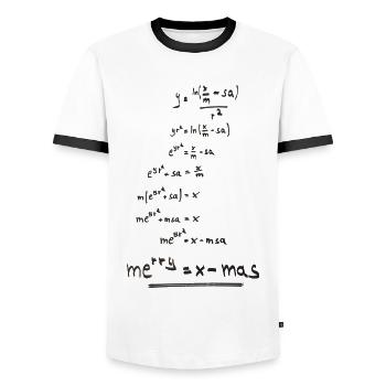 joyeux = x - mas - T-shirt contrasté Homme - blanc/noir - Devant - AI Model Female 172 light (172cm) & AI Model Male 178 dark (178cm)
