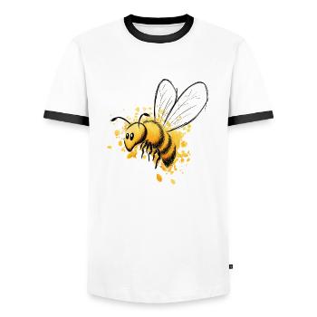 Petite abeille mellifère décontractée - T-shirt contrasté Homme - blanc/noir - Devant - AI Model Female 172 light (172cm) & AI Model Male 178 dark (178cm)