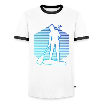 Standup Paddleboard Stand up Paddle Board - T-shirt contrasté Homme - blanc/noir - Devant - AI Model Female 172 light (172cm) & AI Model Male 178 dark (178cm)