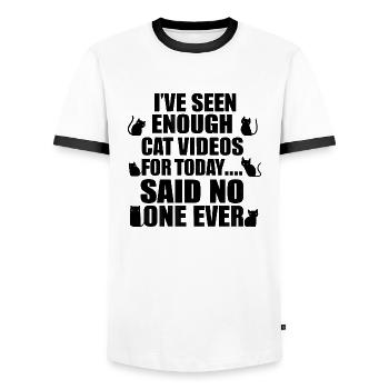 Never enough cat videos! - Men's Ringer Shirt - white/black - Front - AI Model Female 172 light (172cm) & AI Model Male 178 dark (178cm)