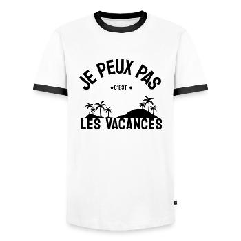 Je peux pas c'est les vacances. - T-shirt contrasté Homme - blanc/noir - Devant - AI Model Female 172 light (172cm) & AI Model Male 178 dark (178cm)