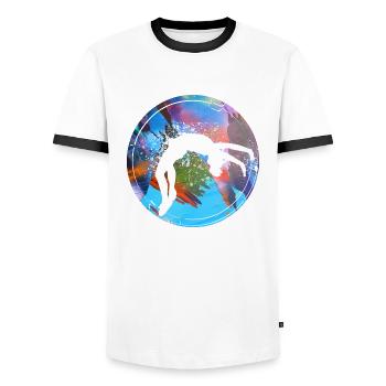 Rhönrad,Vélo,Tournoi, Sportif,Coloré,Graffiti - T-shirt contrasté Homme - blanc/noir - Devant - AI Model Female 172 light (172cm) & AI Model Male 178 dark (178cm)