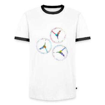 Rhönrad,Vélo,Tournoi, Sportif,Coloré,Graffiti - T-shirt contrasté Homme - blanc/noir - Devant - AI Model Female 172 light (172cm) & AI Model Male 178 dark (178cm)