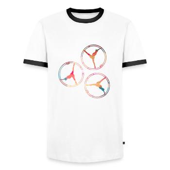 Rhönrad,Vélo,Tournoi, Sportif,Coloré,Graffiti - T-shirt contrasté Homme - blanc/noir - Devant - AI Model Female 172 light (172cm) & AI Model Male 178 dark (178cm)