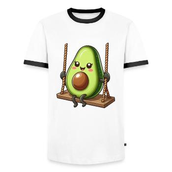 Mignon avocat se balançant terrain de jeu bande dessinée bande dessinée - T-shirt contrasté Homme - blanc/noir - Devant - AI Model Female 172 light (172cm) & AI Model Male 178 dark (178cm)
