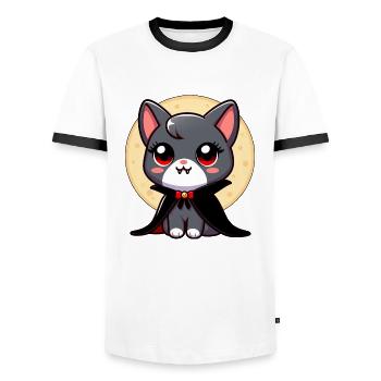 Halloween Chat Vampire Chauve-souris Mignon - T-shirt contrasté Homme - blanc/noir - Devant - AI Model Female 172 light (172cm) & AI Model Male 178 dark (178cm)