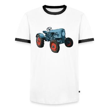 Trecker, Traktor, Schlepper - Männer Kontrast-T-Shirt - Weiß/Schwarz - Vorne - AI Model Female 172 light (172cm) & AI Model Male 178 dark (178cm)