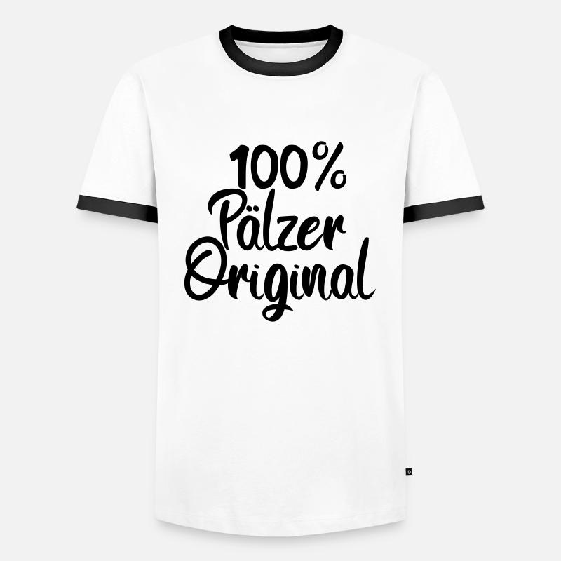 100% Pfälzer Original - Männer Kontrast-T-Shirt - Weiß/Schwarz