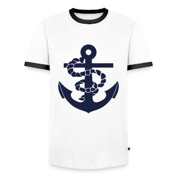 Anchor - Men's Ringer Shirt - white/black - Front - AI Model Female 172 light (172cm) & AI Model Male 178 dark (178cm)