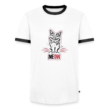 Cat evil angry cats Miau cat holder gift - Men's Ringer Shirt - white/black - Front - AI Model Female 172 light (172cm) & AI Model Male 178 dark (178cm)