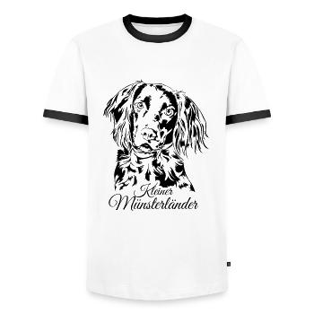 KLEINER MÜNSTERLÄNDER Dog Wilsign's hunting dogs - Men's Ringer Shirt - white/black - Front - AI Model Female 172 light (172cm) & AI Model Male 178 dark (178cm)