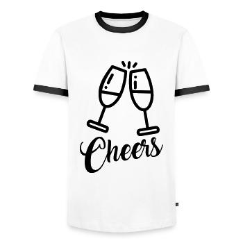 cheers glass 2020 - Männer Kontrast-T-Shirt - Weiß/Schwarz - Vorne - AI Model Female 172 light (172cm) & AI Model Male 178 dark (178cm)