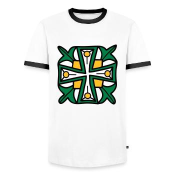 Croix celtique - T-shirt contrasté Homme - blanc/noir - Devant - AI Model Female 172 light (172cm) & AI Model Male 178 dark (178cm)