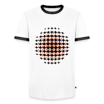 FUNKY DISCO SPACE SUPERNOVA (FR) - MOIRE PATTERNS - T-shirt contrasté Homme - blanc/noir - Devant - AI Model Female 172 light (172cm) & AI Model Male 178 dark (178cm)