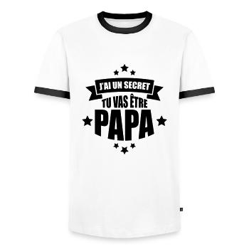 j'ai un secret tu vas être papa - T-shirt contrasté Homme - blanc/noir - Devant - AI Model Female 172 light (172cm) & AI Model Male 178 dark (178cm)