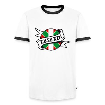euskadi - pays basque 18 - T-shirt contrasté Homme - blanc/noir - Devant - AI Model Female 172 light (172cm) & AI Model Male 178 dark (178cm)