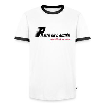 Pilote de l'année impossible de me suivre - T-shirt contrasté Homme - blanc/noir - Devant - AI Model Female 172 light (172cm) & AI Model Male 178 dark (178cm)