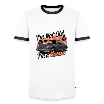 I'm not old, I'm a classic. - Men's Ringer Shirt - white/black - Front - AI Model Female 172 light (172cm) & AI Model Male 178 dark (178cm)
