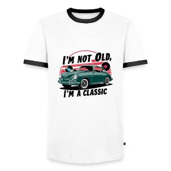 I'm not old, I'm a classic. - Men's Ringer Shirt - white/black - Front - AI Model Female 172 light (172cm) & AI Model Male 178 dark (178cm)