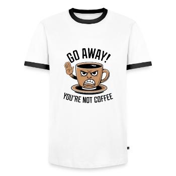 Partez! Vous n’êtes pas du café. - T-shirt contrasté Homme - blanc/noir - Devant - AI Model Female 172 light (172cm) & AI Model Male 178 dark (178cm)