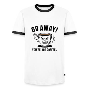 Partez! Vous n’êtes pas du café. - T-shirt contrasté Homme - blanc/noir - Devant - AI Model Female 172 light (172cm) & AI Model Male 178 dark (178cm)