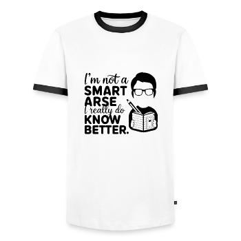 Ich bin kein Klugscheißer, weiß es wirklich besser - Männer Kontrast-T-Shirt - Weiß/Schwarz - Vorne - AI Model Female 172 light (172cm) & AI Model Male 178 dark (178cm)