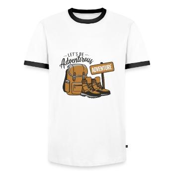 Let's be adventurous. - Men's Ringer Shirt - white/black - Front - AI Model Female 172 light (172cm) & AI Model Male 178 dark (178cm)