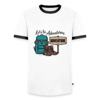 Let's be adventurous. - Men's Ringer Shirt - white/black - Front - AI Model Female 172 light (172cm) & AI Model Male 178 dark (178cm)