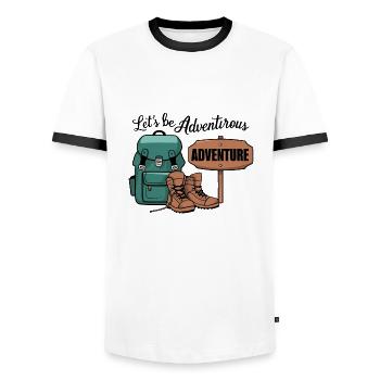 Let's be adventurous. - Men's Ringer Shirt - white/black - Front - AI Model Female 172 light (172cm) & AI Model Male 178 dark (178cm)