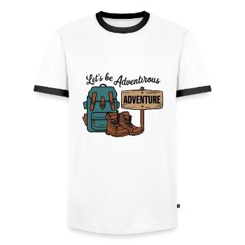Let's be adventurous. - Men's Ringer Shirt - white/black - Front - AI Model Female 172 light (172cm) & AI Model Male 178 dark (178cm)