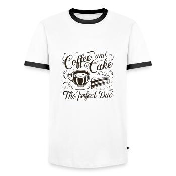Coffee and cake – the perfect duo. - Men's Ringer Shirt - white/black - Front - AI Model Female 172 light (172cm) & AI Model Male 178 dark (178cm)