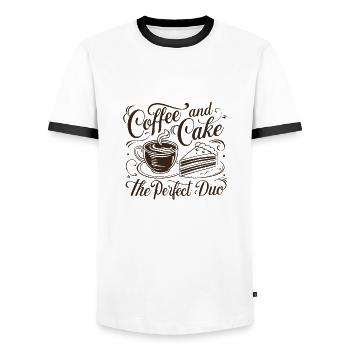 Coffee and cake – the perfect duo. - Men's Ringer Shirt - white/black - Front - AI Model Female 172 light (172cm) & AI Model Male 178 dark (178cm)