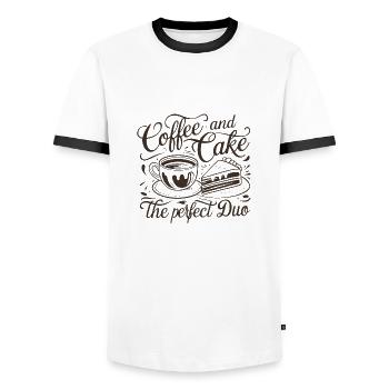 Coffee and cake – the perfect duo. - Men's Ringer Shirt - white/black - Front - AI Model Female 172 light (172cm) & AI Model Male 178 dark (178cm)