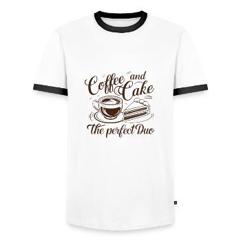Coffee and cake – the perfect duo. - Men's Ringer Shirt - white/black - Front - AI Model Female 172 light (172cm) & AI Model Male 178 dark (178cm)